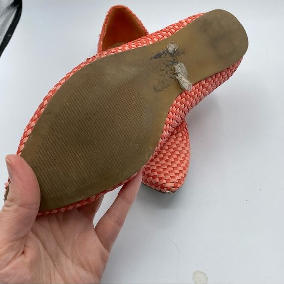Aldo Orange Red Woven Basket Style Pointed Toe Flats Womens 8 Slip On Casual - Picture 7 of 7